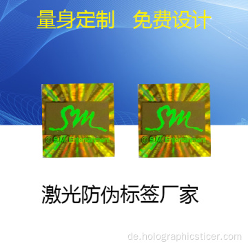 Square PET 3D Hologramm Sicherheit Label